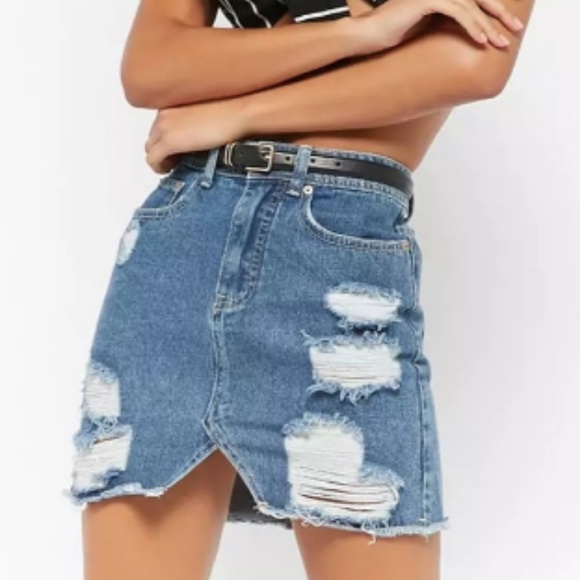 NWT Denim Distressed Skirt - Picture 4 of 6